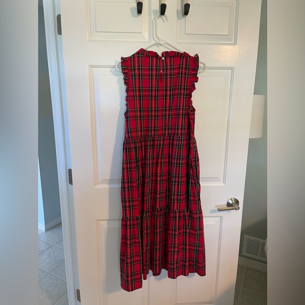 J.Crew Plaid Ruffle Sleeve Dress